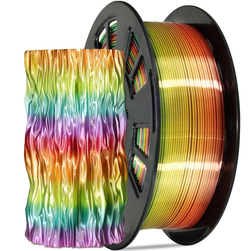 DO3D Silk Multicolored Rainbow PLA 3D Printer Filament, 1.75mm PLA Fast Color Change 3D Printing Material, 1kg Spool (2.2lbs),for FDM 3D Printers - Image 1